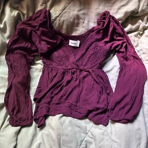 Hollister Plum Blouse with Lace Detail